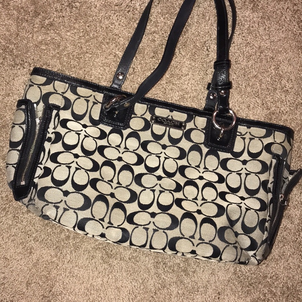 Black and Grey Coach purse